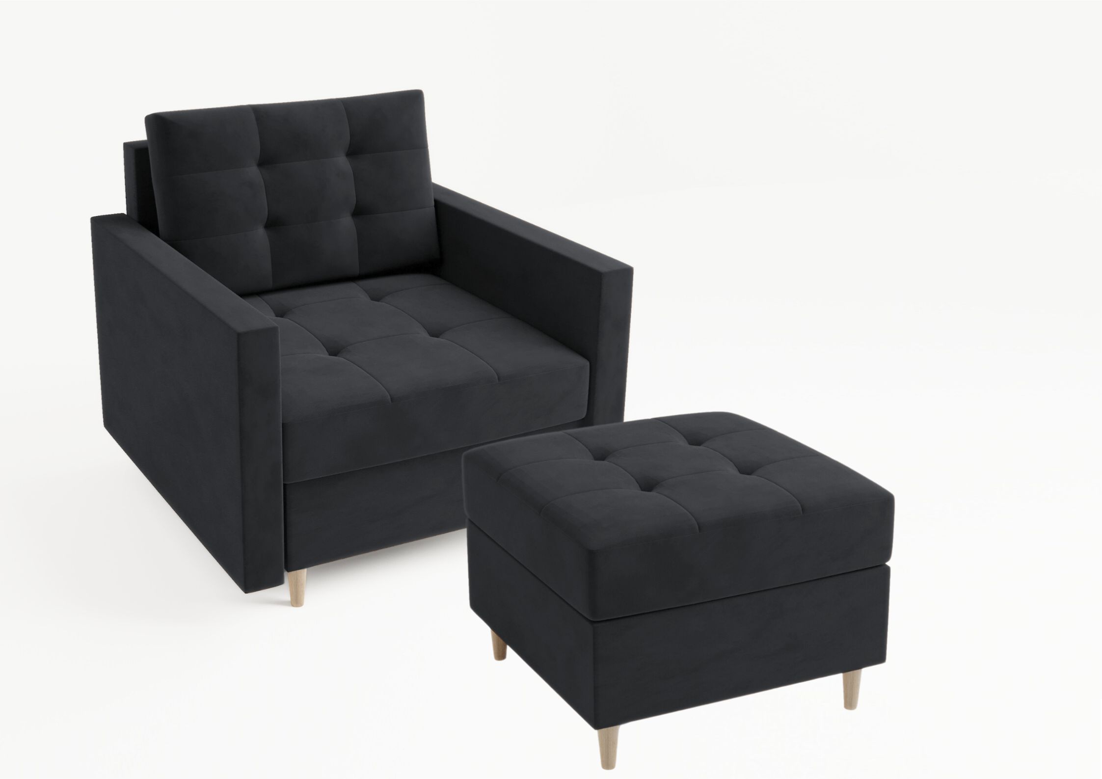 Czarny fotel pikowany Vido